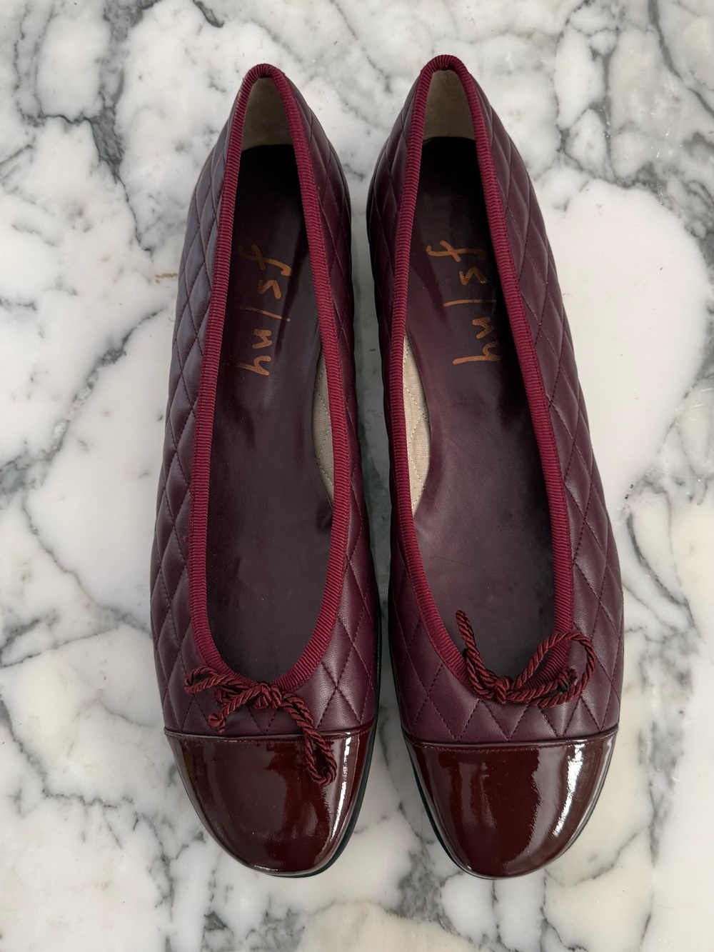 Blowfish Quilted Burgundy Ballet Flats with Glossy Cap - Picture 6 of 7